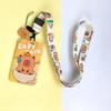 ABS ID Protection Card Case Cartoon Printing Long Lanyard Card Case Anti Loss Card Sleeve