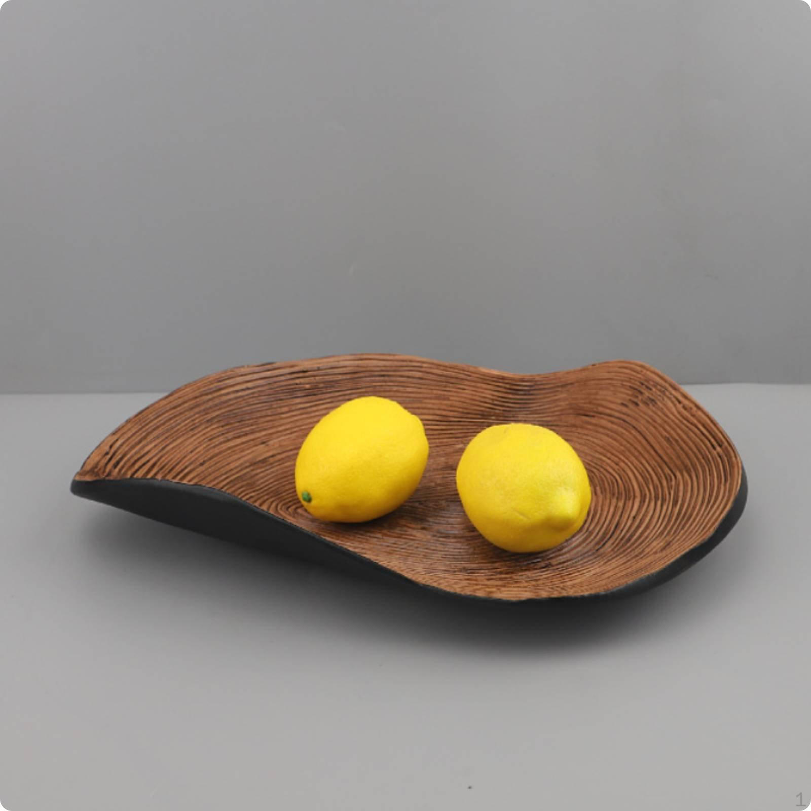 Irregular Oval Resin Tray Nordic Decorative Fruit Creative Design Geometric Platter for Wood Grain 39-30-6cm