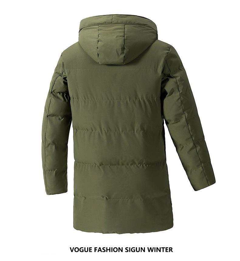 Herren Übergröße Mittellange Kapuzen-Winterjacke - Warmer Baumwollmantel