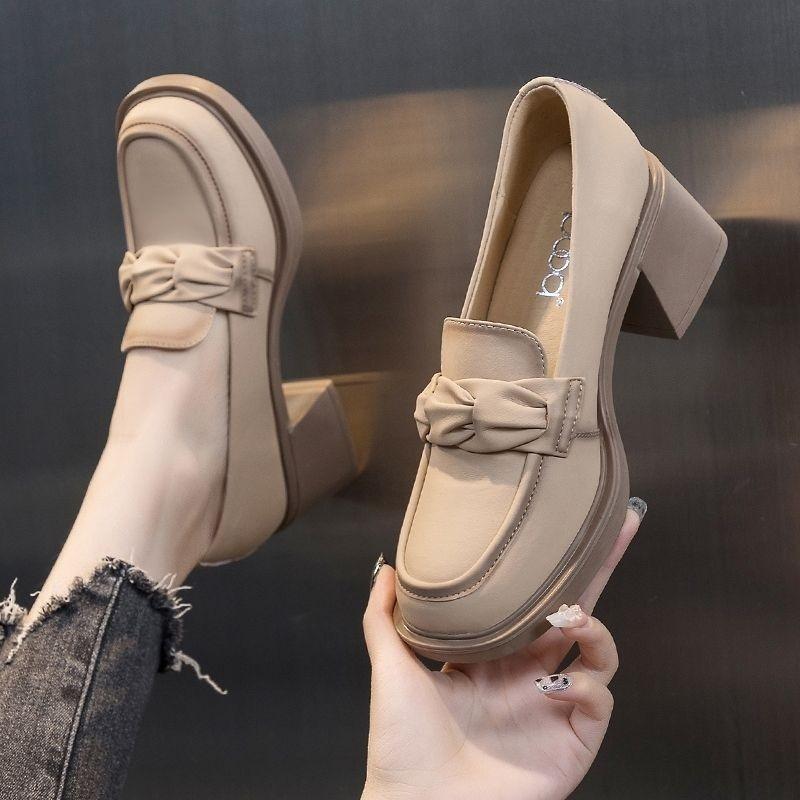 

Мода 2025 Новая женская обувь Слипоны Женские туфли на высоком каблуке Модные с круглым носком Офисные и для карьеры Горячая распродажа Бестселлер Удобные туфли на высоком каблуке 40 абрикосовый