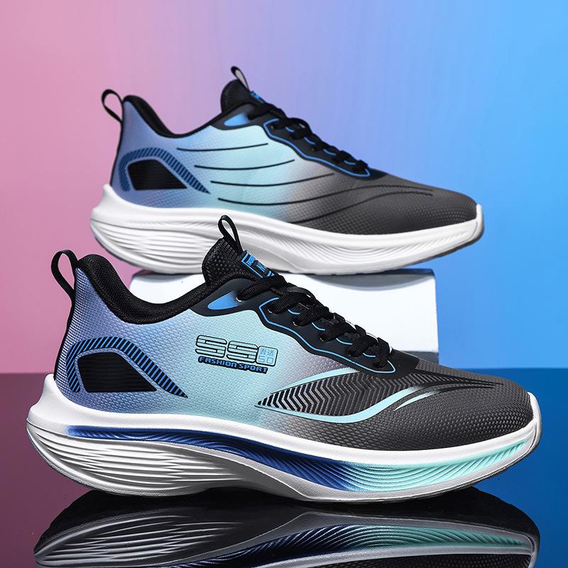 2025 new mesh breathable men's casual running shoes ultra-light thick-soled non-slip trend fashion sports shoes