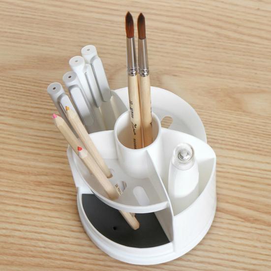 Pen Holder Makeup Organizer Creative Multi-Grid Design 360-degree Rotatable Easy Access Versatile Storage Box