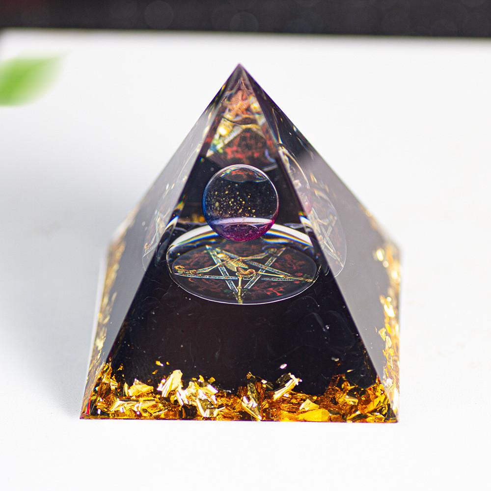 Resin Art Crystal Ball Pyramid Home Decor With Modern Minimalist Style For Living Room Display
