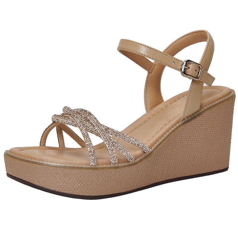 Women s Sheepskin Rhinestone Chunky Heel Sandals 39 розовый