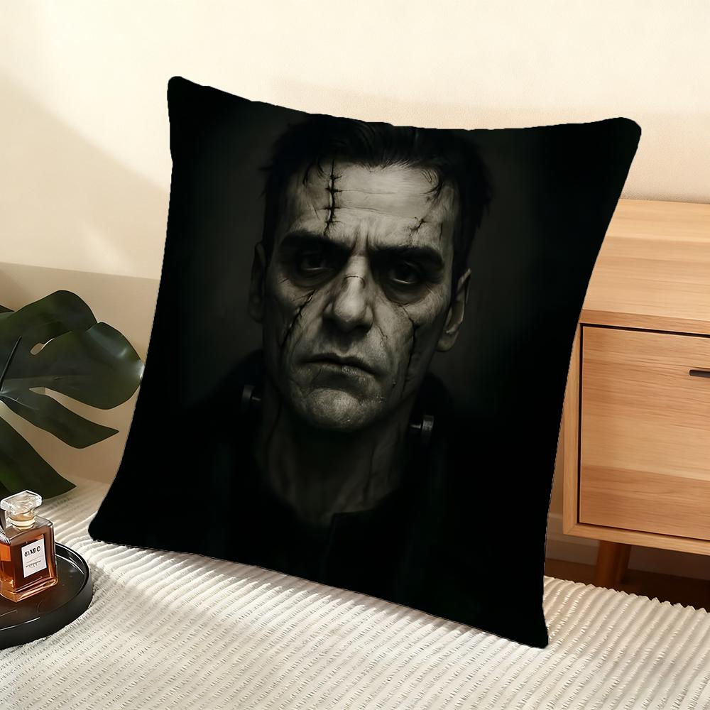 Cushion Cover Silky Short Plush Home Sofa Cushion Cover  Invisible Zipper Home Decoration Frankenstein Movie