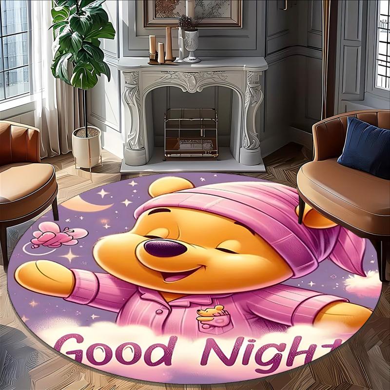 1pc Pooh Bear Carpet, Round Rug, Comfortable, Suitable for Entryways, Living Rooms, Office, And Bedrooms, Christmas Decoration