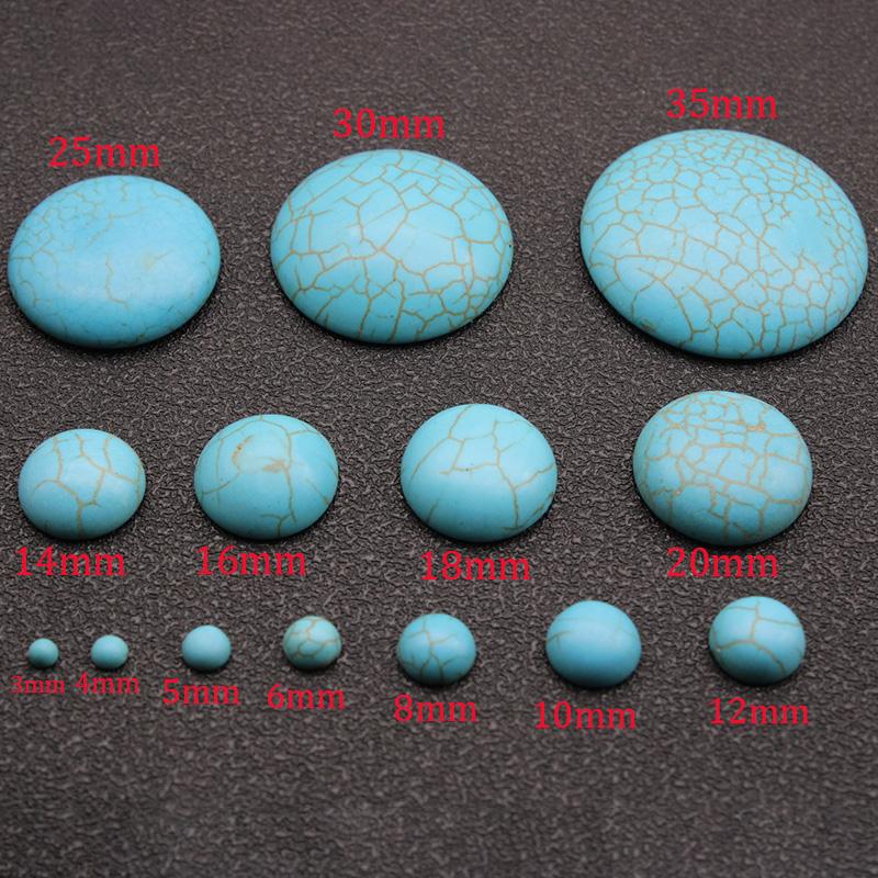 30-10Pcs Blue White Turquoises Natural Stone Beads Cabochon Flat Back Round Cabochons Cameo For Jewelry Making DIY Accessories