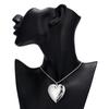 Chain Necklace with Heart-shaped Pendants Can Openable Photo Frame Engraved Love Faith Hope Locket Pendant Necklace Family Gift