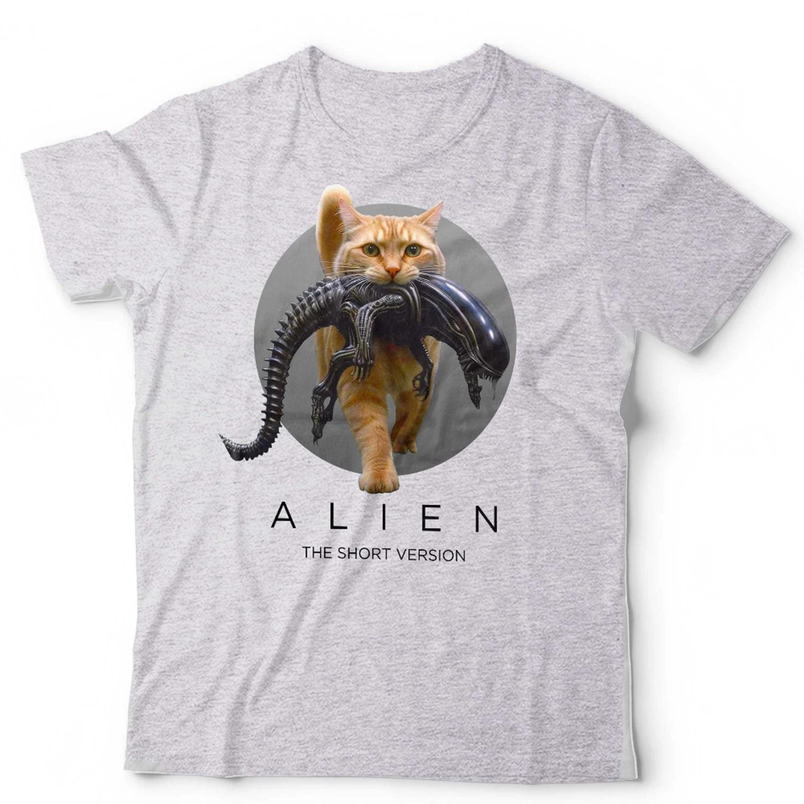 ZheXiong TEE ZX Zomer Buitenaards T-shirt Unisex De Korte Versie Grappige Sci-Fi Horrorfilm Kattenliefhebber Heren Rond Hals Korte Mouw T-shirt 4XL