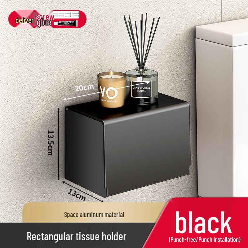 Danle Black Wall-Mounted Bathroom Storage Rack