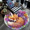 Sleeping Fox Round Area Rug,Carpet Rug for Living Room Bedroom Sofa Playroom Decor,Non-slip Floor Mat