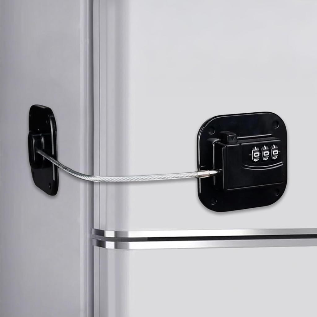Combination Refrigerator Lock - Resettable Code Fridge Lock for Kids, Adults, Heavy Duty Child Safety Locks for French Door Fridge, Freezer, Cabinet,