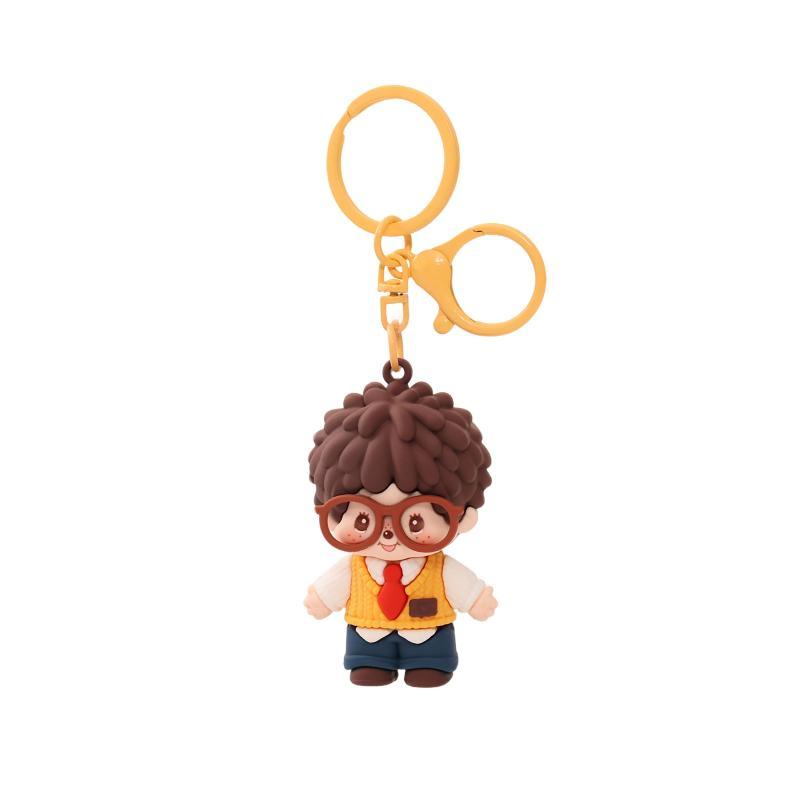 College Soft Rubber Doll Keychain Cute Student Couple Pendant Bag Ornaments Small Gifts Car Keychain