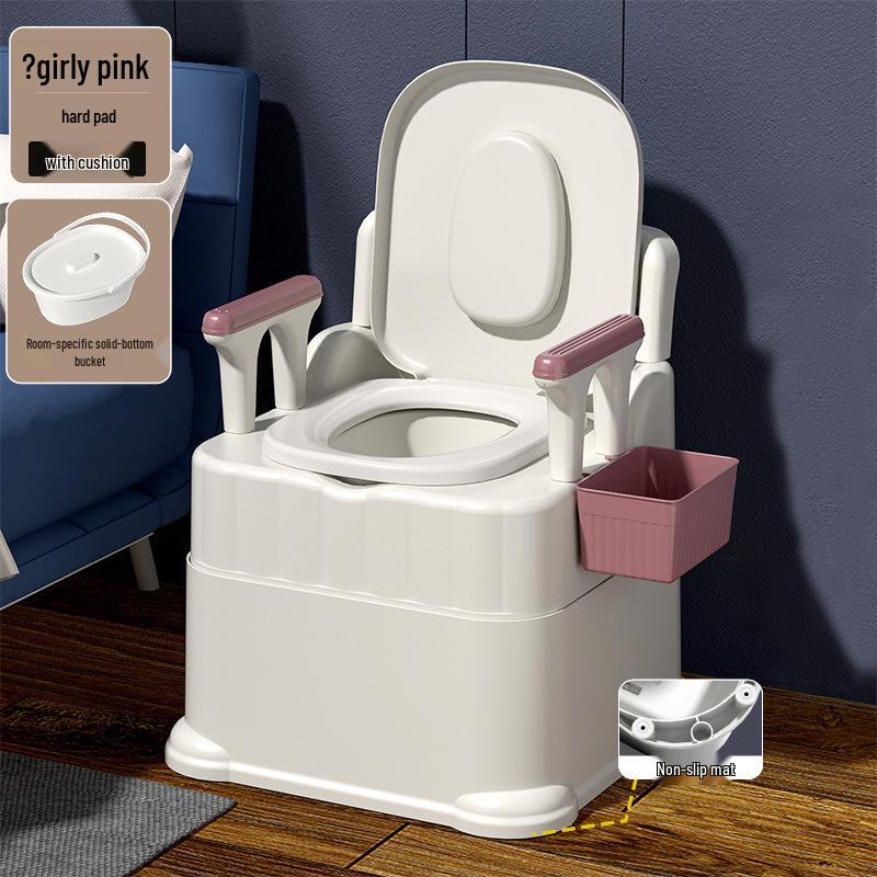 Portable Toilet Chair with Armrests for Elderly, Indoor Use, Bedside Commode for Pregnant Women.