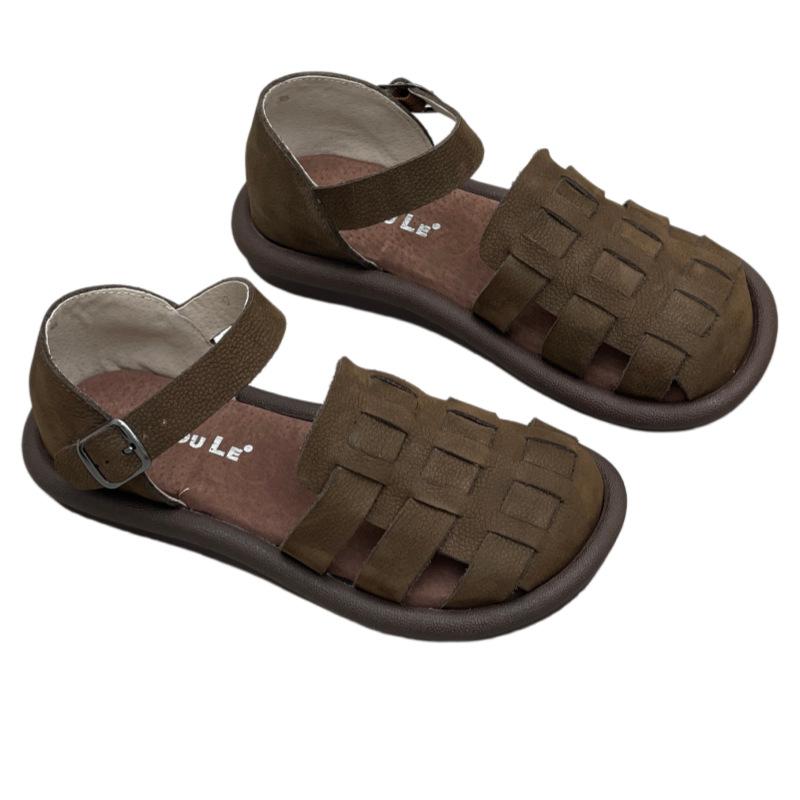 Anti-slip Shoes, Large Size, New Style, Round Toe, Flat Bottom, Women's Sandals