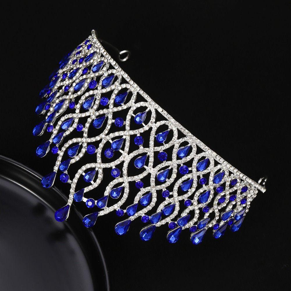 Sparkling Baroque Queen Tiaras Elegant Bridal Headwear Rhinestone Diadem Birthday Party