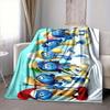 1Pc Blue Smurf Family Flannel Blanket, Soft And Comfortable, Casual Warm, Camping Travel, Christmas, Halloween Xmas Gift Y1784