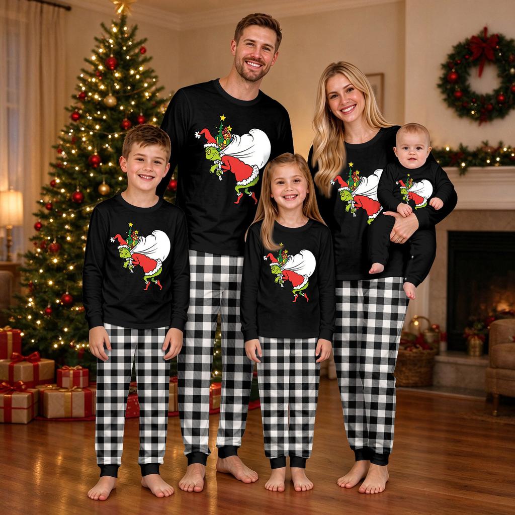 Christmas Print Crewneck Top and Jogger Pants Set Casual Two Piece Outfit for Holiday Lounging