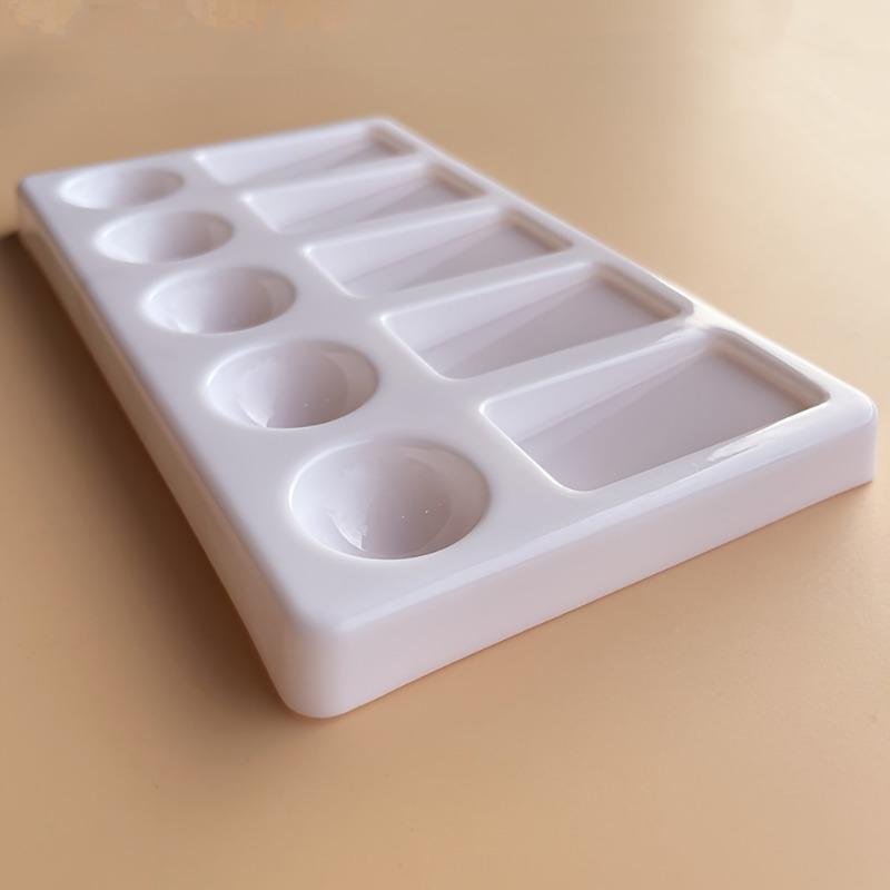 2pcs 10-Well Plastic Artist Palette for Oil, Acrylic, and Watercolor Paints - Durable Rectangular Mixing Tray