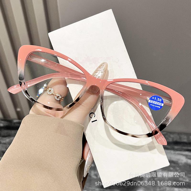 

Middle Aged and Elderly Cat Eye Shape Reading Glasses Women Trendy Presbyopia Hyperopia Leopard Print Leg Eyeglasses +1.0 ~ +4.0 0 розовый
