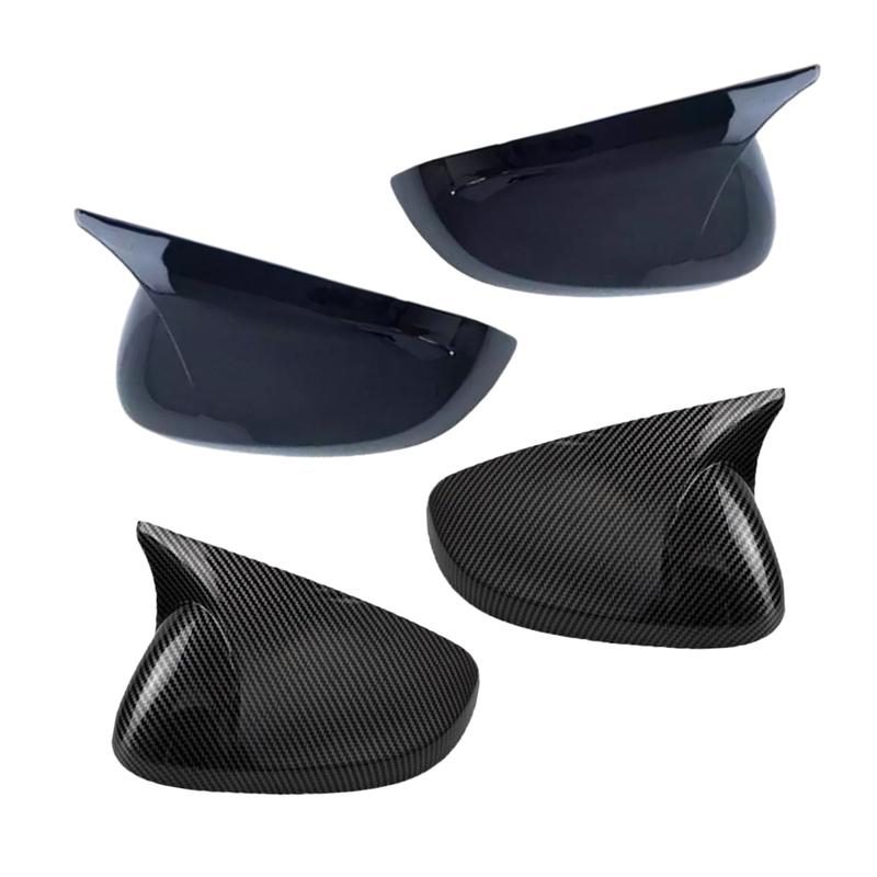 Pair Car Left Right Side Door Wing Rearview Mirror Cover Cap For Chevrolet Trax 2024-2025 Carbon Fiber Black