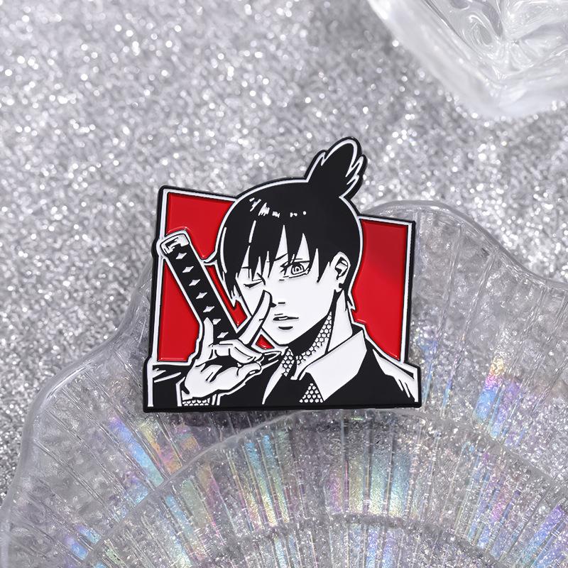 And Eyecatching Black White Cartoon Character Brooch Unique Anime Alloy Pin For Fashion Lovers