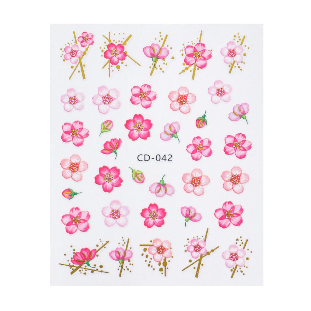 1 Sheet Spring Pink Flower Adhesive Nail Sticker Cherry Blossom Peach Blossom Nail Decal Nail Art Decoration