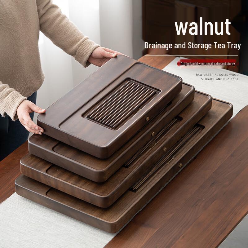 Walnut Style Dual-Use Drainage Tea Tray
