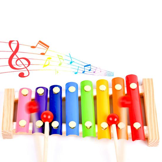 1 Set Wooden Educational Toy Kit with Xylophone Block Stacking Clock Rainbow Stacker Bead Maze Tangram Caterpillar Number Alphabet Learning Board Toy