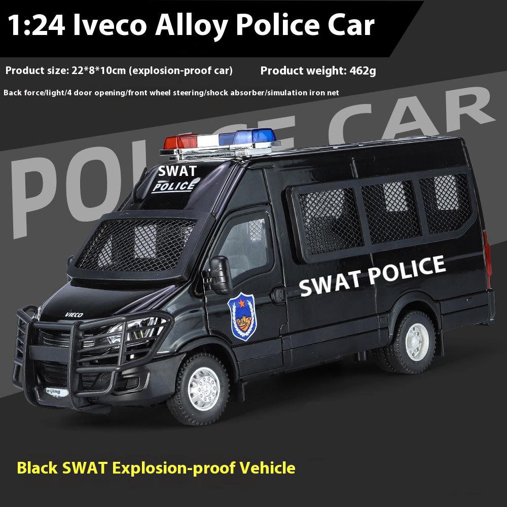 

1:24 Масштаб IVECO Поліцейська Сплавна Машинка Лита Металева Модель Звук та Світло Іграшка з Відтягуванням Внутрішні Прикраси Дитяча Іграшка Подарунки Doiplay