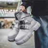 Fashion Gray Men's Buckle Strap Boots Trendy Designer Socks  Boots Men Tooling Platform Shoes Man Slip-On Autumn Winter Footwear