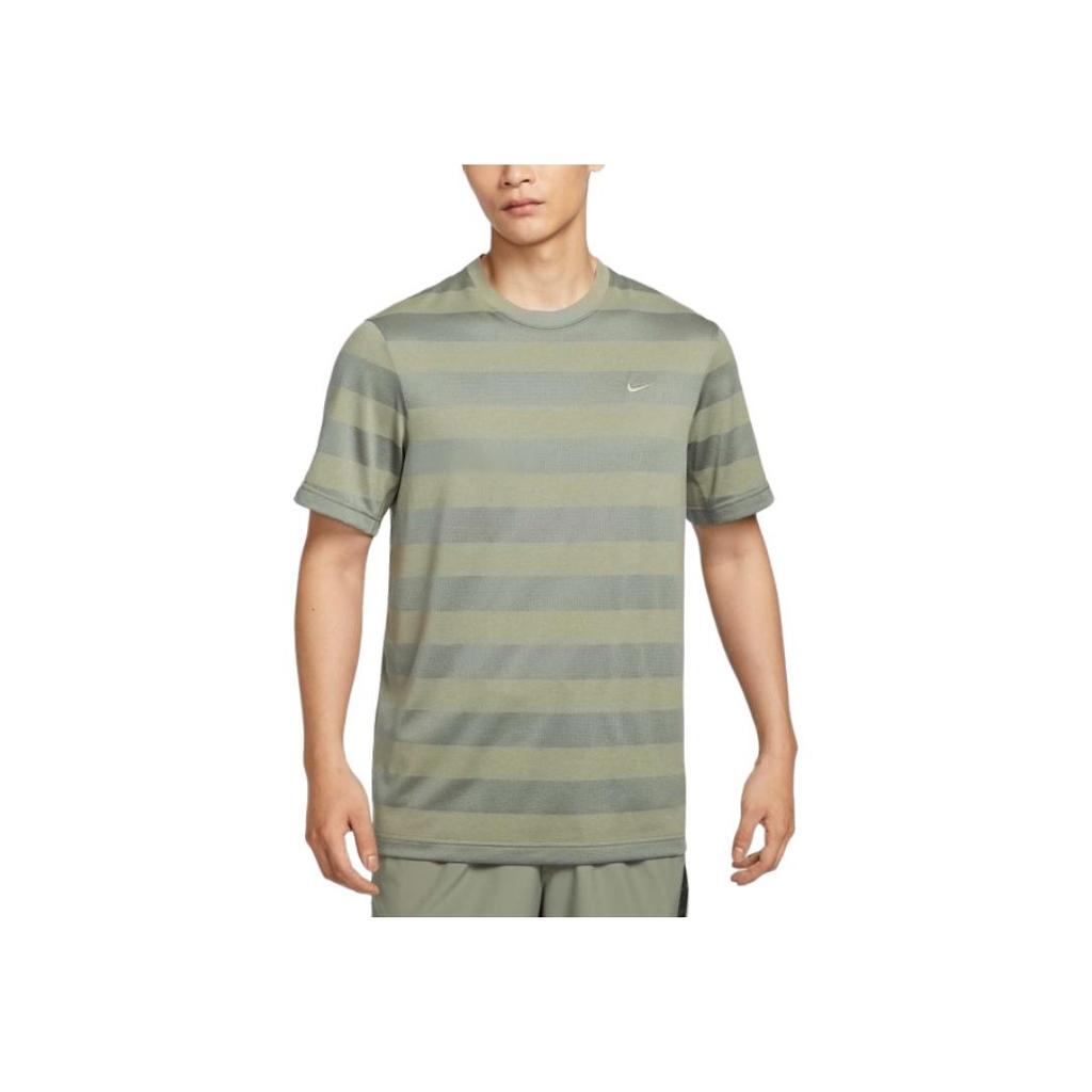 Nike Primary Stmt Ss Ext Sports Striped Breathable Short Sleeve T-Shirt Men Tops Green Gray HJ3152320