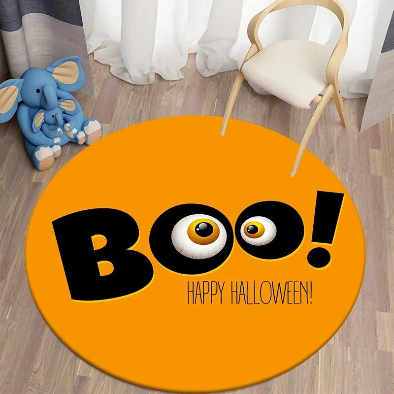 Black Cat Round Carpet Kawaii Cartoon Animal Print Rug for Living Room Bedroom Chair Decor Comfort Yoga Mat Non Slip Floor Mats