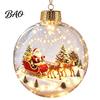 LED Christmas Indoor Decor Lighted Ornaments, 3D Miniature Scene Hanging Balls with Warm Light, Cute Party Supplies Reindeer Penguin Bear Clear
