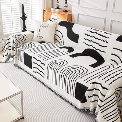 Schwarz Böhmen Geometrie Sofa Handtuch Mehrzweck Modern Sofa Überwurf Stoff Doppelseitig Anti-Katzenkratzer Sofa Überzug Decken