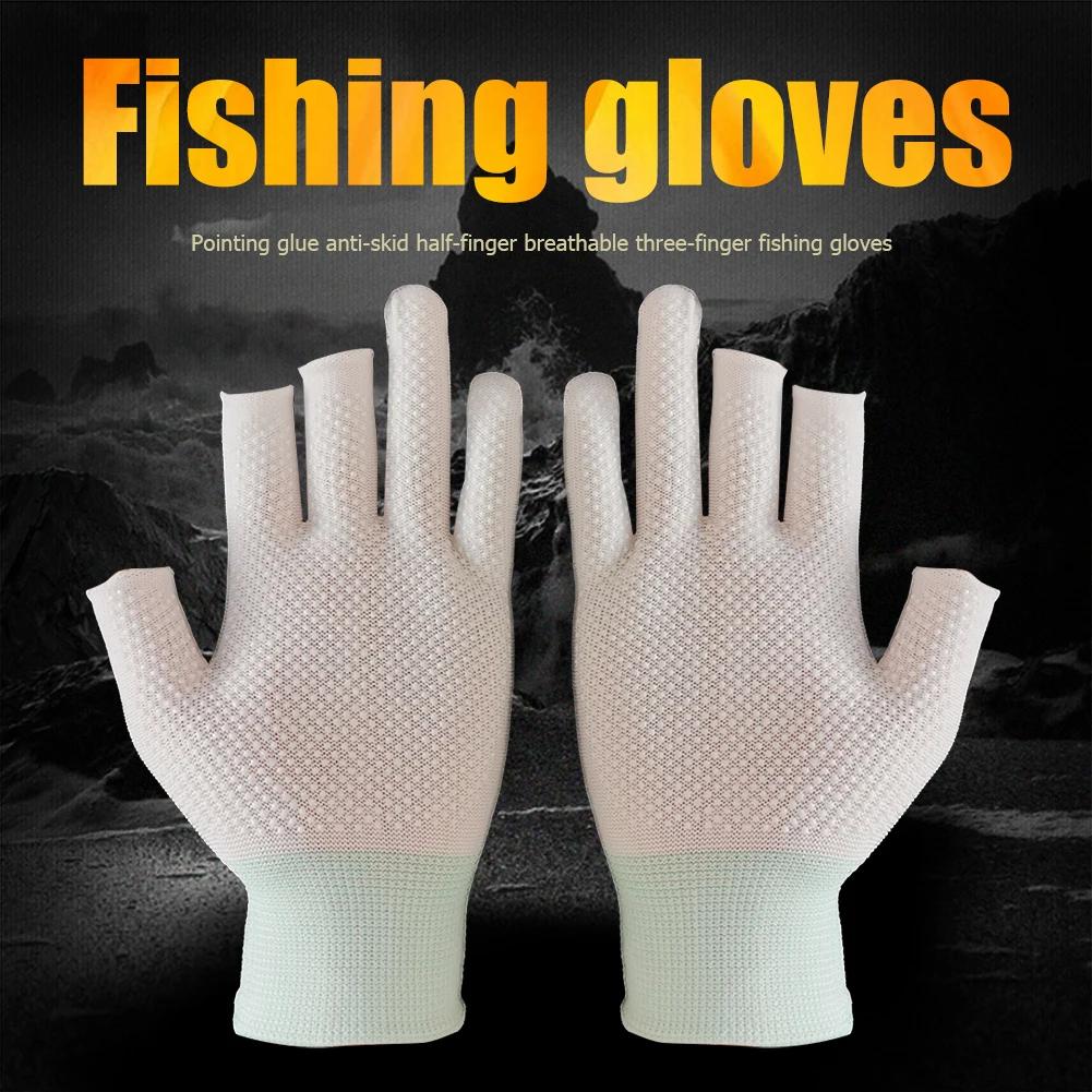 Anti-Slip 3 Fingers Cut Fishing Gloves Breathable Half Finger Outdoor Angling Sunscreen Gloves Fishing Equipment Accessories