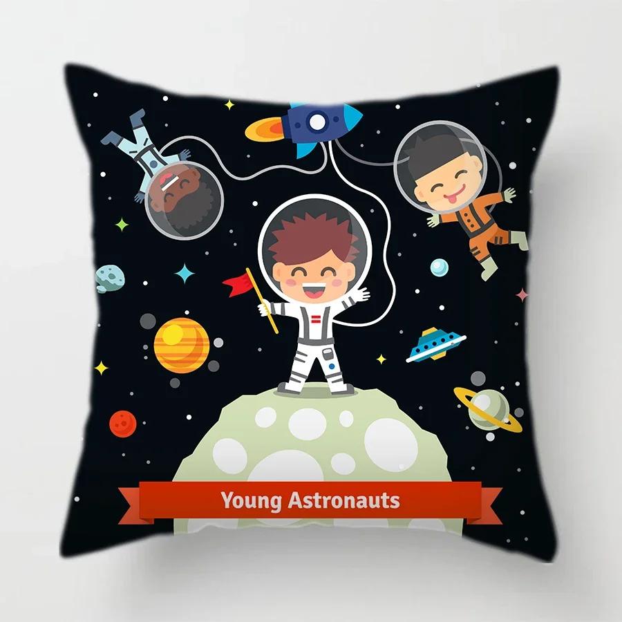 45X45Cm Universe Theme Cushion Cover Space Dream Astronaut Planet Decorative Pillows Case For Sofa Home Kids Room Pillowcase