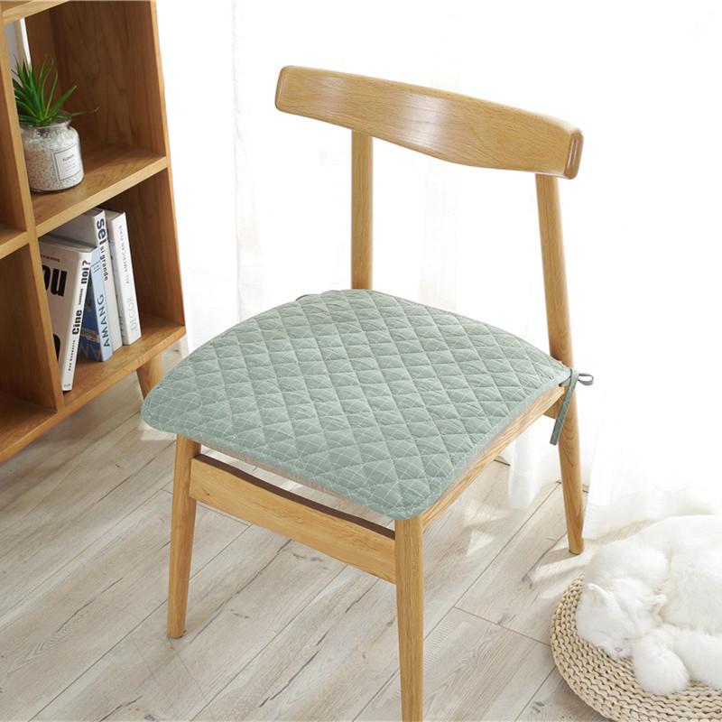 Solid-color all-cotton chair cushions simple and modern office chair cushions anti-slip home winter chair covers
