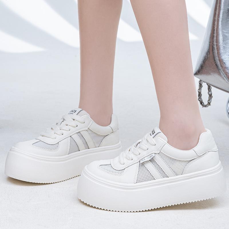 Summer mesh white shoes women's thin breathable mesh shoes 2025 new casual shoes women's thick-soled lightweight board shoes women