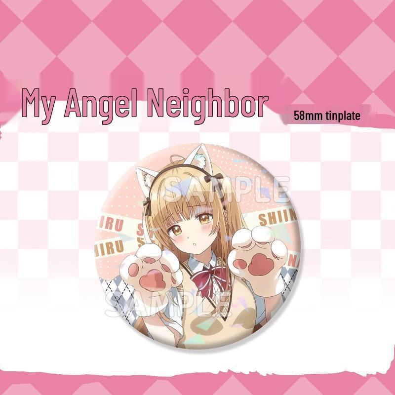 Shiina Mahiru Angel-kun Tinplate Shattered Glass Guba Badge Backpack Charm Anime Peripheral