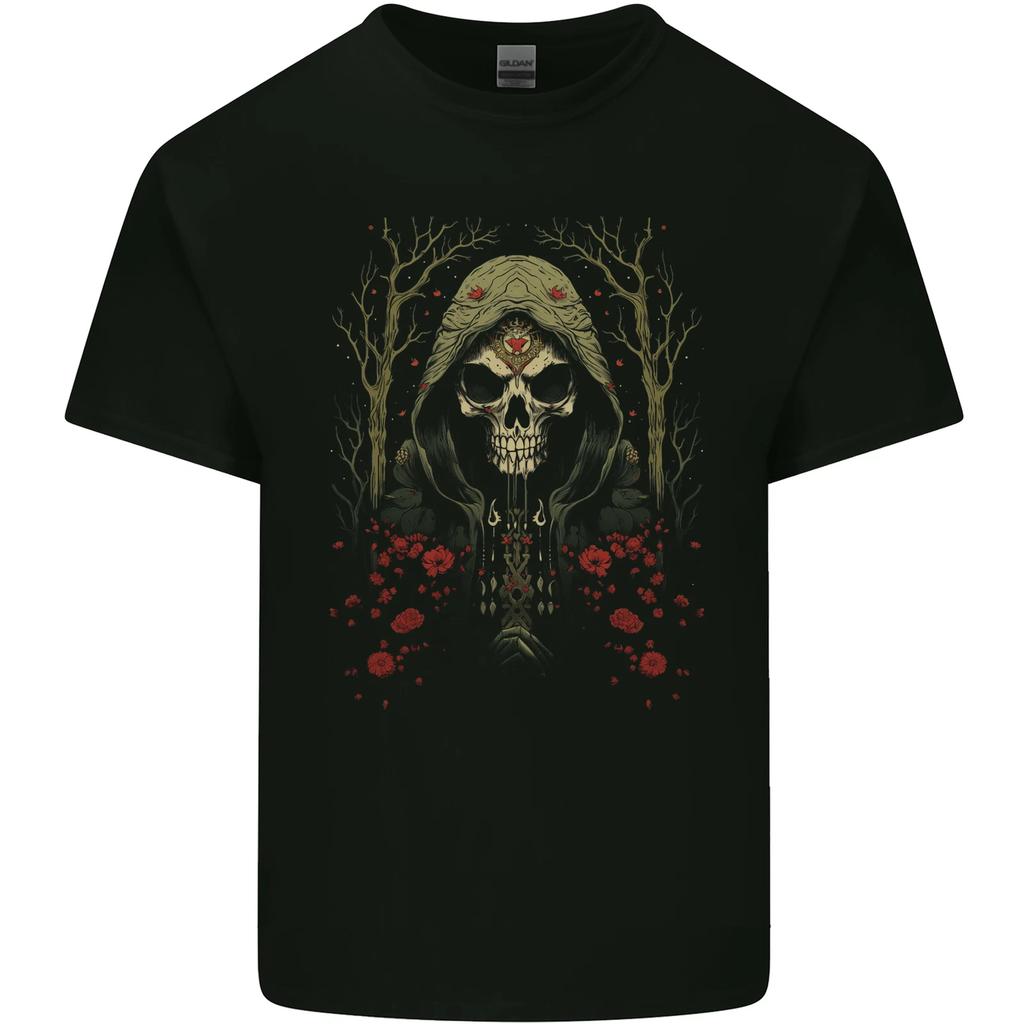 Forest Grim Reaper Skull Cult Kids T-Shirt Childrens
