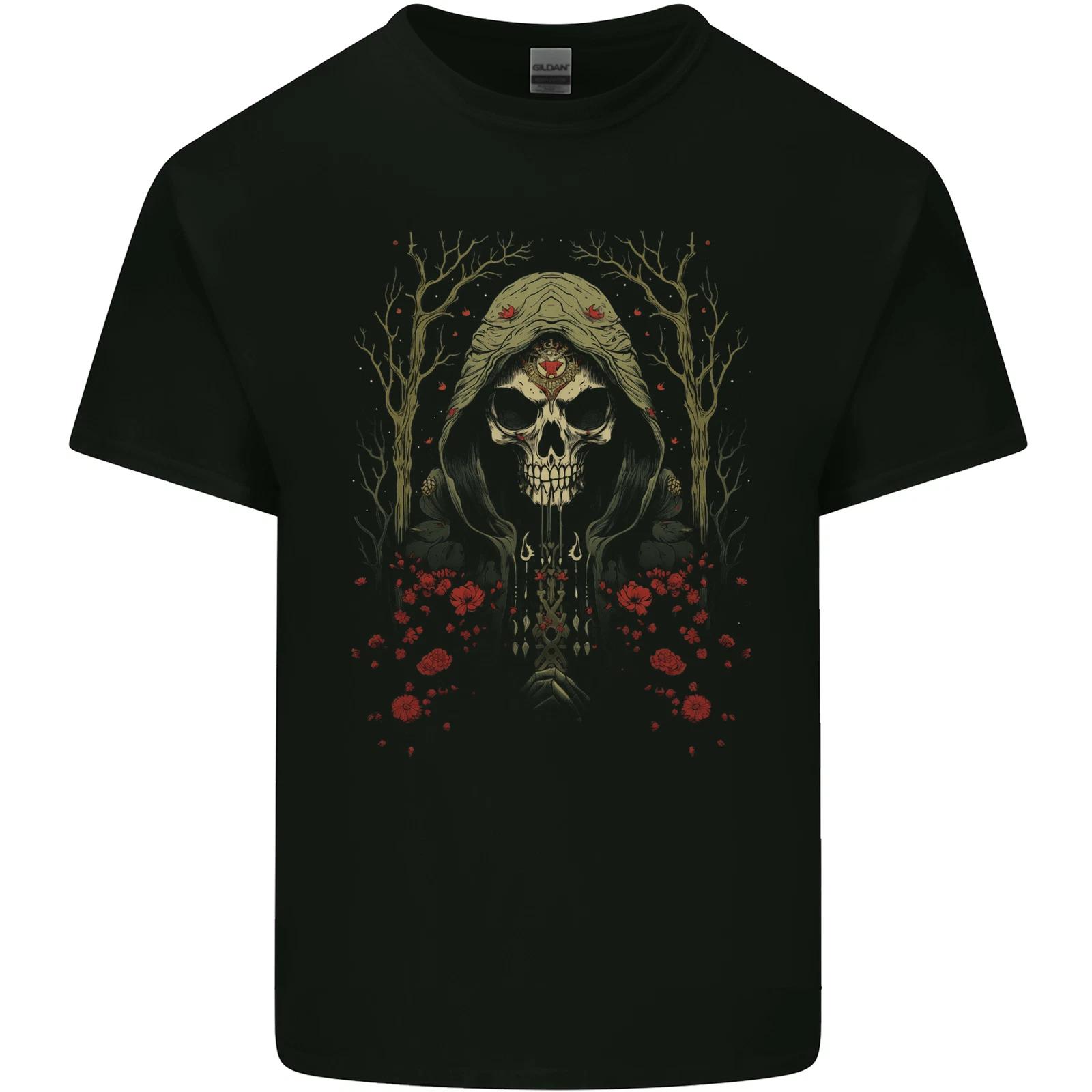 Forest Grim Reaper Skull Cult Kids T-Shirt Childrens 3XL