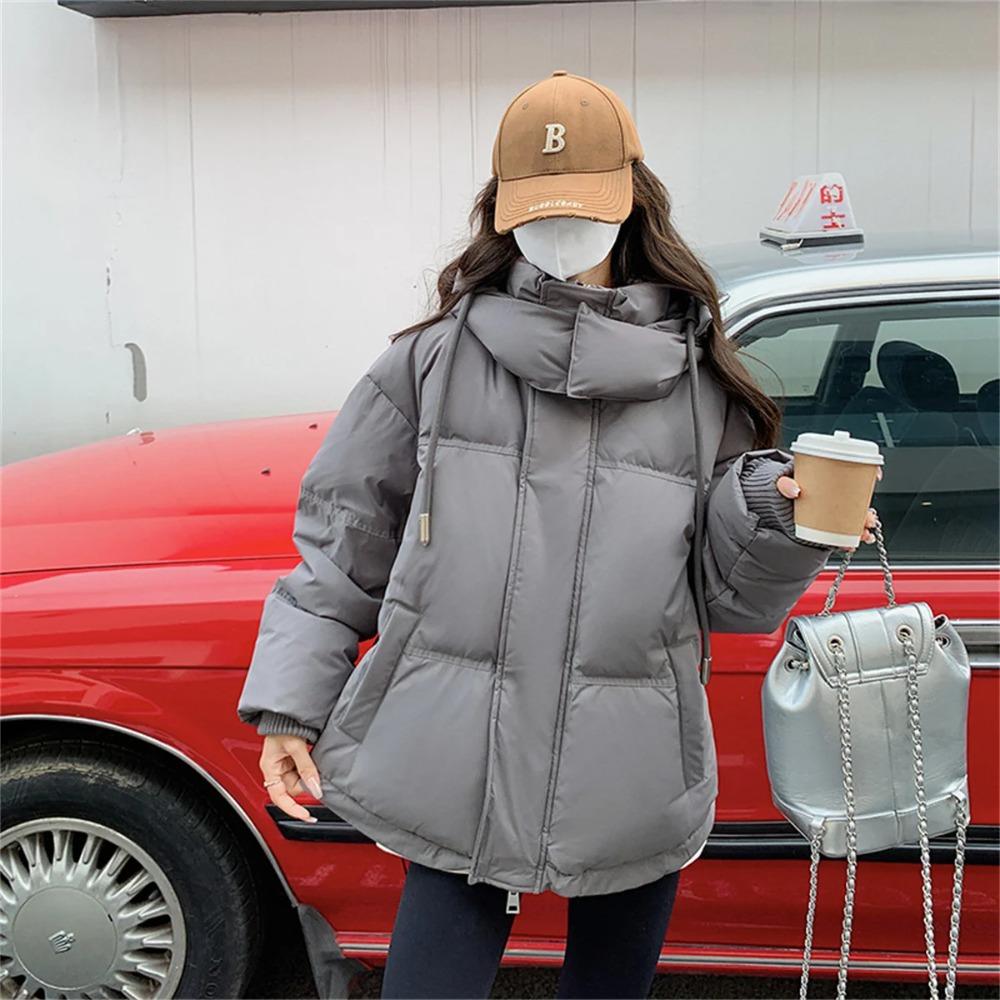 Women's Winter Warm Padded Jacket Coat Down Cotton Hooded Solid Thick Parka Waterproof Puffy Fashion Outdoor