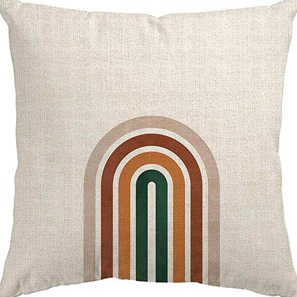 

Rainbow Printed Linen Pillow Case Simple Letter Sofa Living Room Home Decoration Pillow Cushion 45 * 45Cm (without pillow core)