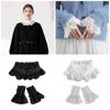 Half Shirt Blouse Eyelash Flower Lace Faux Collar Detachable Collar and Ruffled False Sleeve Cuffs Set for Women Girls