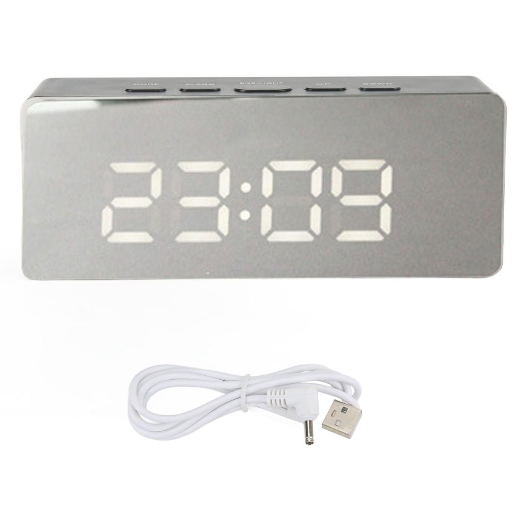 Digital Clock LED HD Large Screen Display Mirror Technology Black Battery Plug In Digital Alarm Clock for Home