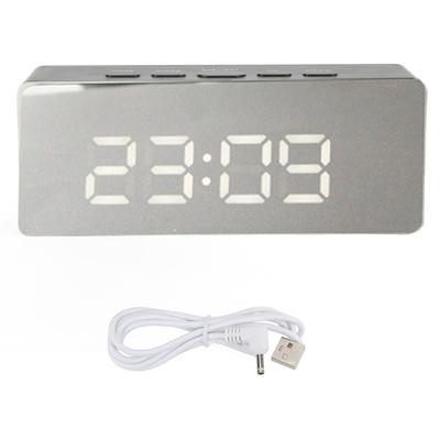 Digitaluhr LED HD Großbildanzeige Spiegeltechnologie Schwarz Batteriebetrieb Stecker Digitaler Wecker für Zuhause