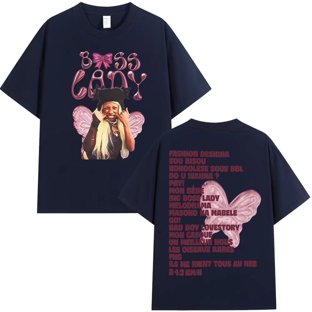 Rapper Theodora BOSS Lady Album Graphics 100Cotton Music Tshirt Men 2026 New Summer Hip Hop Unisex Short Sleeve Shirt Fan Gifts