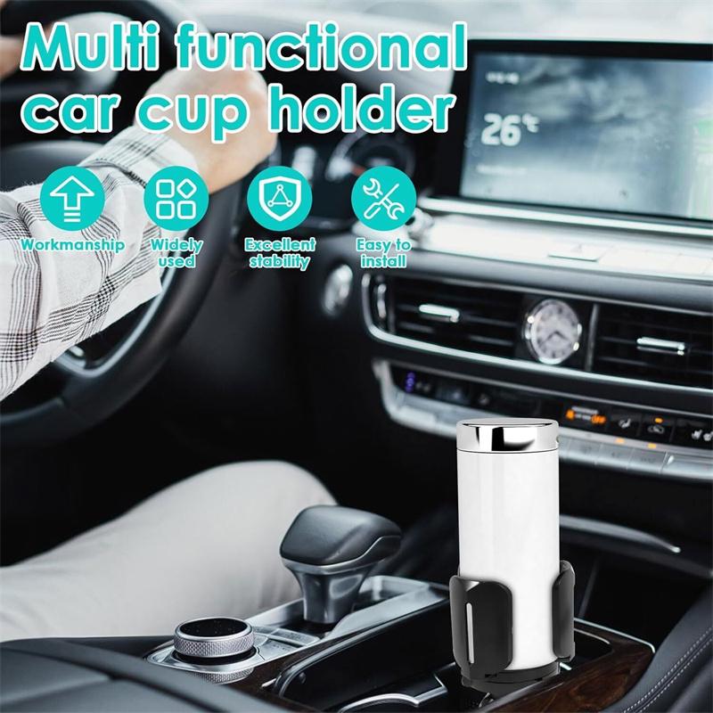 Getränkehalter-Expander fürs Auto, Schwarz, universeller Getränkehalter fürs Fahrzeug, Aufbewahrungszubehör fürs Auto, kompatibel mit 2,65 bis 5,5 Zoll Wasserflaschen