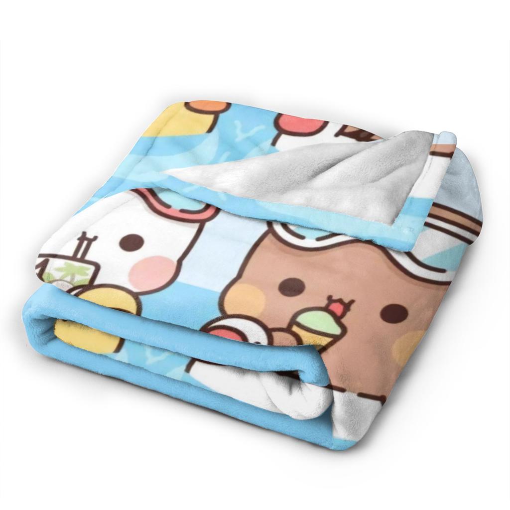 Soft Warm BlanketStudents Travel Bubu & Dudu Swimming Throw Blanket Flannel Bedspread For Outdoor Comfortable Sofa Bed Cover
